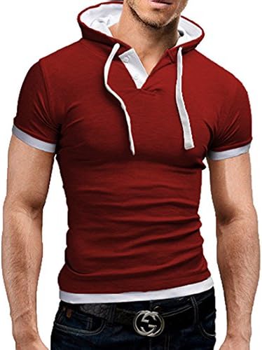 CANSOS Men's Short Sleeveless Hooded Polo Shirt (US,2XL/Asia,3XL) 4