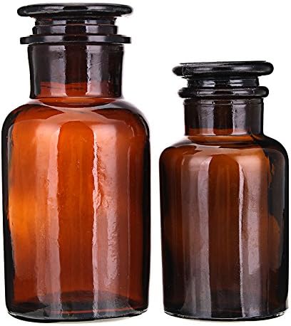 CLAKION Amber Glass Bottle Chemical Wide Mouth Reagent Storage Bottles Lab Glassware 125mL 250mL