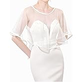 Girl's Lace Bridal Wedding Shawls, White Floral Embroidered Shrug Bolero Cape Guest Flower Girls