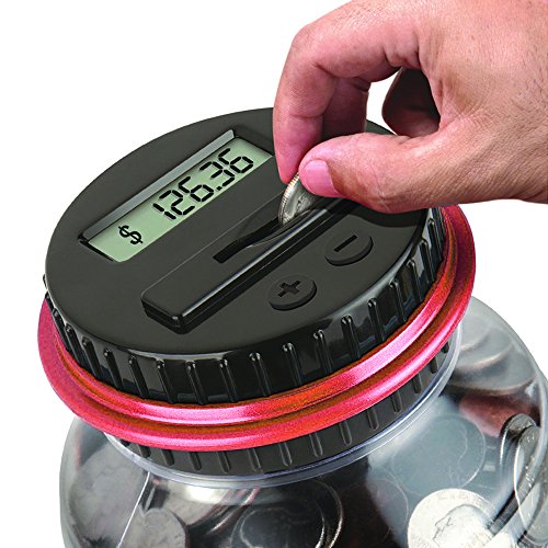 OLICTA Piggy Bank Digital Counting Coin Bank Creative Large Money Saving Box Jar Bank LCD Display Coins Saving Gift (Dollar) (Black-Orange)
