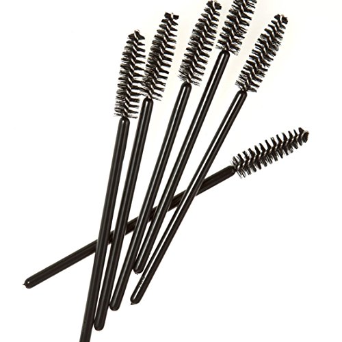 Qingsun 10 Pcs Disposable Eyelash Mascara Brushes Wands Applicator Makeup Brush Kits Multi-Use Clean Mini Nylon Brush Set(Black)