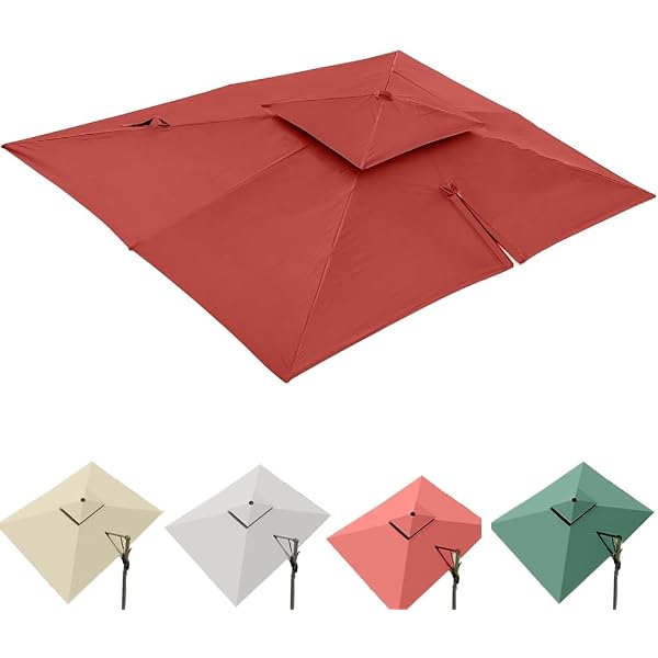 Tela De Repuesto Para Sombrilla De 200 A 400 Cm, 6 U 8 Varillas - Cubierta Impermeable Y Con Protección UV - Color Negro - Solo Tela, Sin Estructura