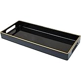 Leemxiiny Black Vanity Tray with Handles, Decorative Tray Desktop Storage Organizer for Bathroom, Living Room, 5.9"*13.7"