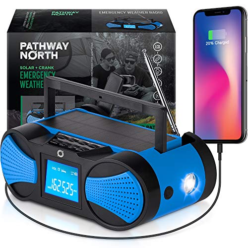 Pathway North Emergency Radio, 4000 mAh NOAA Weather Radio, Hand Crank