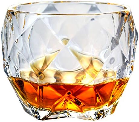 GLASKEY Whiskey Glass Set of 4 - 10 oz Lead Free Crystal Old Fashioned Glass, Cocktail Cool Rocks Glass Tumbler for Bourbon, Irish Whisky, Brandy and More, Scotch Glasses