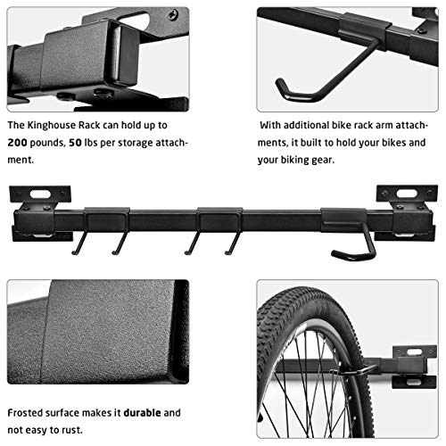 Garage Organizer, Kinghouse 48 Inch Tool Storage Rack, Adjustable Tool Hanger Organizer with 6 pcs Tool Hooks, 1 pcs Bike Hook, Home Garage Storage System - Thumbnail 4