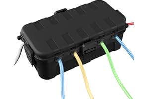 QUOBAS Outdoor Waterproof Electrical Box with 6 Cable Ports, IP54 Weatherproof Heavy-Duty Extension Cord Cover for Power Stri
