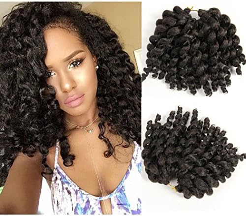 8 inch Wand Curl Braids Hair 20 Roots 6 packs JAMAICAN BOUNCE Synthetic Braiding Hair Crochet Braids Hair (8" 6 packs, #4)