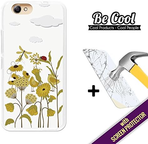 Innjoo Halo 2 LTE Cover Gel Flexible, [ +1 Tempered Glass Screen Protector ], TPU BeCool Case made of Silicone, protects your Smartphone, with our exclusive designs - Spring flowers.