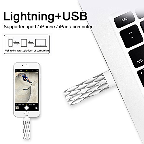 iPhone Lightning Flash Drive, Suntrsi jump drive External Memory Storage Lightning Memory Stick Pen Drive OTG Flash Drive Compatible to iPhone,iPad,iPod,Mac and PC (32G Silver) - Thumbnail 6