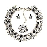 Zhenhui 3 Pieces Bling Crystal Necklace and Earrings Jewelry Set for Women 6 Colors Available