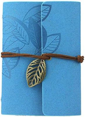 Ruhiku Vintage Leaf Leather Cover Loose Leaf Blank Notebook Journal Diary (Blue)