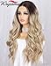 K'ryssma Ombre Blonde Lace Front Wig with Dark Roots Long Wavy Ombre Synthetic Wig Glueless Heat Resistant Wigs for Women