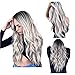 Silver Gray Ombre wigs Dark Roots Long Curly Synthetic Hair for Women Party Cosplay Accessories (Silver Gray)