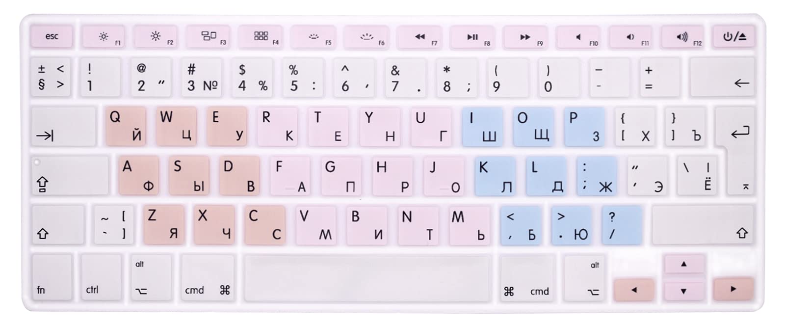 MMDW EU/UK Russian Language Keyboard Cover for Macbook Pro 13 Inch,15 Inch(with or without Retina Display,2015 or Older Version) for Macbook Old Air 13 Inch European/ISO Version Silicone Skin-Cream