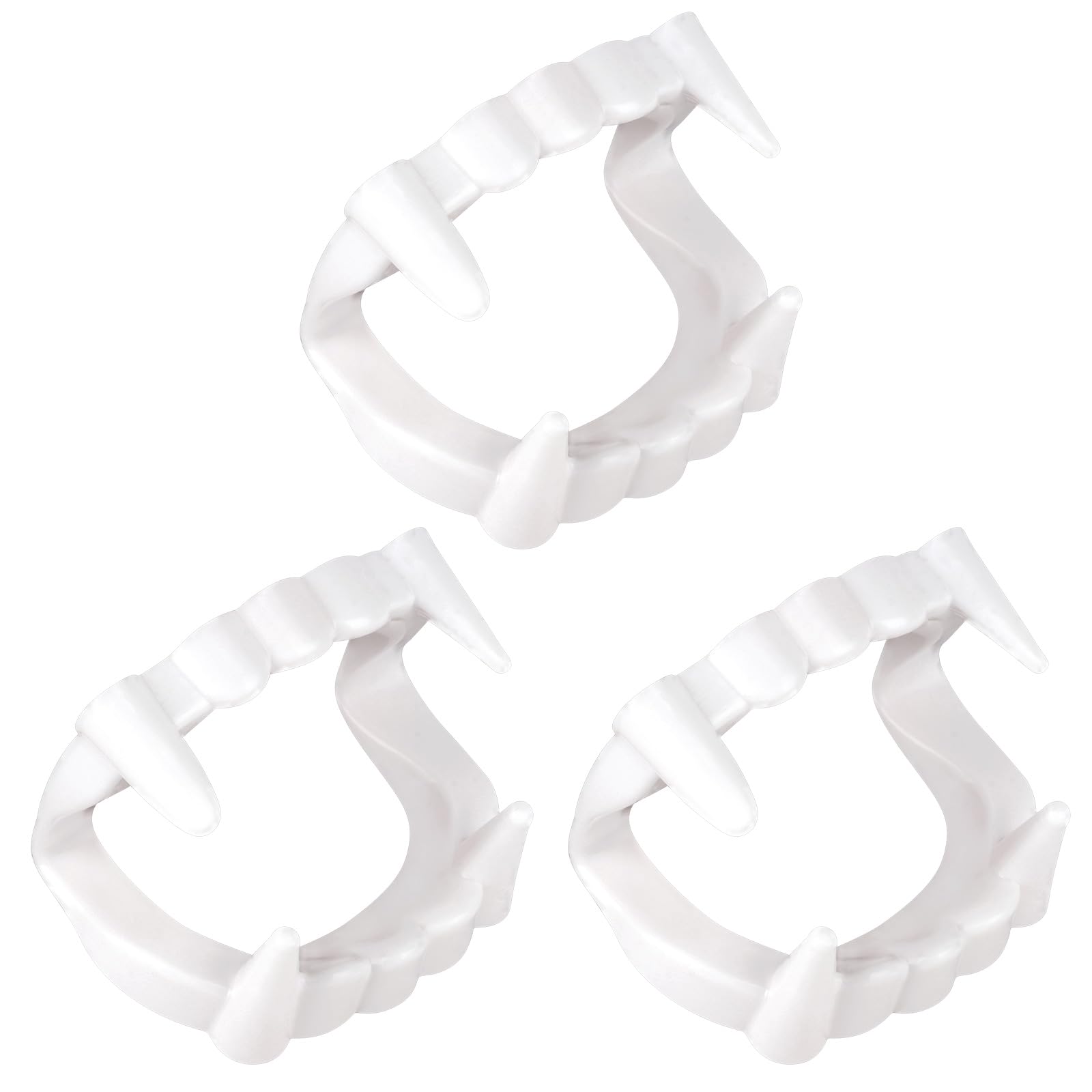 Fowecelt Vampire Teeth Fangs Fake - 3Pcs Vampire Teeth White Teeth Fangs Scary Plastic Fake Werewolf Zombie Dentures for Halloween Party Props Cosplay Fancy Dress