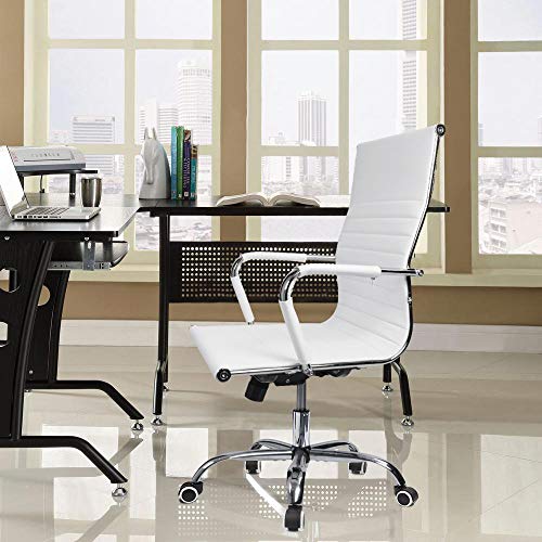 Devoko Office Desk Chair Mid Back Leather Height Adjustable Swivel