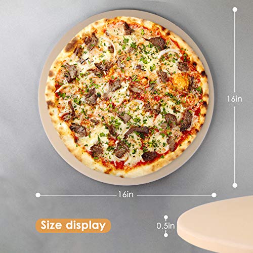 Pizza Stone, Cakie Heavy Duty Ceramic Pizza Grilling Stone, 16 Inch Round Baking Stone, Pizza Pan, Perfect for Oven, BBQ and Grill, Thermal Shock Resistant, Durable and Safe