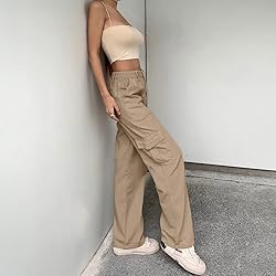 QYANGG High Waist Cargo Pants Women Stretch Baggy