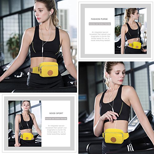 Eshow Women's Canvas Travel Sports Outdoors Running Climbing Morning Jogging Small Waist Bag,Yellow - Thumbnail 4