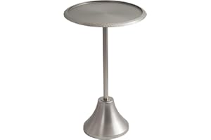Kate and Laurel Sanzo Modern Pedestal Side Table; 15 x 15 x 24; Antique Silver; Decorative End Table with Hammered Tabletop for Use as a Bedroom Nightstand or Living Room Accent Table