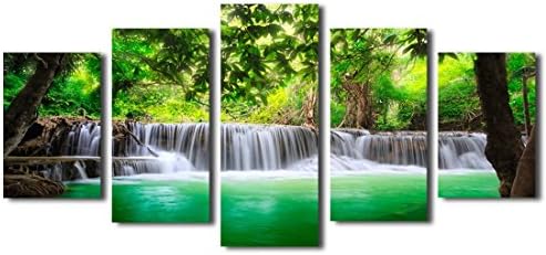 Haichuang Decor Art 5 Panels Framed Waterfall Canvas Painting for Wall Decor