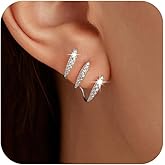 LOVECOM 14K Gold Plated Half Hoop Earrings Trendy Sterling Silver Claw Earrings Dainty CZ Wrap Cuff Earrings Triple Piercings Illusion Stud Earrings Jewelry Birthday Christmas Gifts for Her Mom