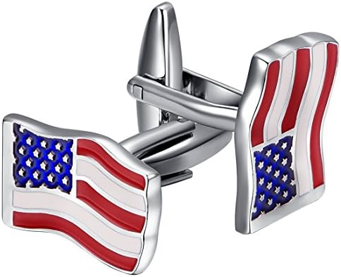 WoCloth Stainless Steel Cufflink Men Silver Tuxedo Shirts Cuff Links Wedding Business (H)