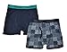 Calvin Klein Little/Big Boys' Assorted Boxer Briefs (Pack Of 2) (Navy/Teal Print, Large/12-14)