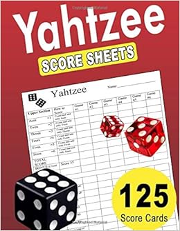 yahtzee score sheets 125 large score sheets publishing good fun