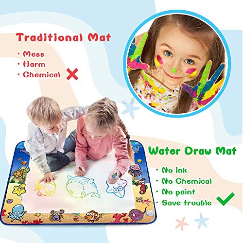 CPSYUB AquaDoodle Mat,Large Size 40x28 inches Kids Toys with Colorful Aqua Magic Mat&Water Drawing Doodle Mat,Educational Kids Toys for Age 1 2 3 4 5 6 7 8 9 10 11 Year Old Boys Girls Age Toddler Gift