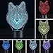 Wolf Head Lamp 3D Lamp LED Night Light Animal Table Lamp Optical Touch Transform 7 Color Lights Birthday Gift Lights Business Gift Lights
