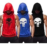 SZKANI Mens Skull Print Sleeveless Fitness Vest Bodybuilding Stringers Workout Tank Tops
