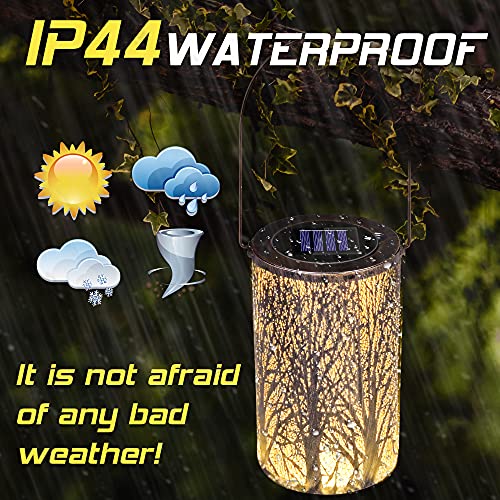 Solar Laterne Außen, Solar Garten Hängende Laterne, Solar Laterne Lichter für hängende Outdoor, Zylinderförmige Nachtlicht Wasserdicht IP44 mit Lichtempfindlichkeit, Solar Laterne für Aussen, Garten