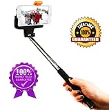 Selfie Stick, Pixstix® One-piece Self-portrait Monopod Extendable Selfie Stick.* free lifetime warranty * with built-in Bluetooth Remote Shutter for Apple iPhones 6,5,4,4s, iPhone 5S, Samsung Galaxy S6 S5, Android -Black