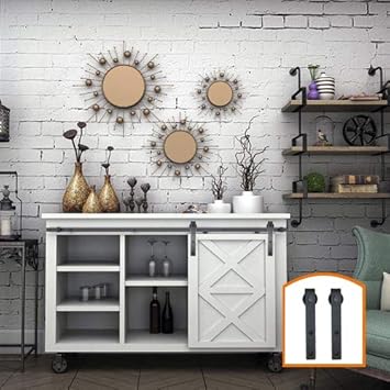 6 Ft Double Door Kit Zekoo 2 5 8ft New Design Customized Style Interior Super Mini Sliding Barn Door Hardware Black Roller Rails Closet Cupboard Storage Cabinet Kit Doors