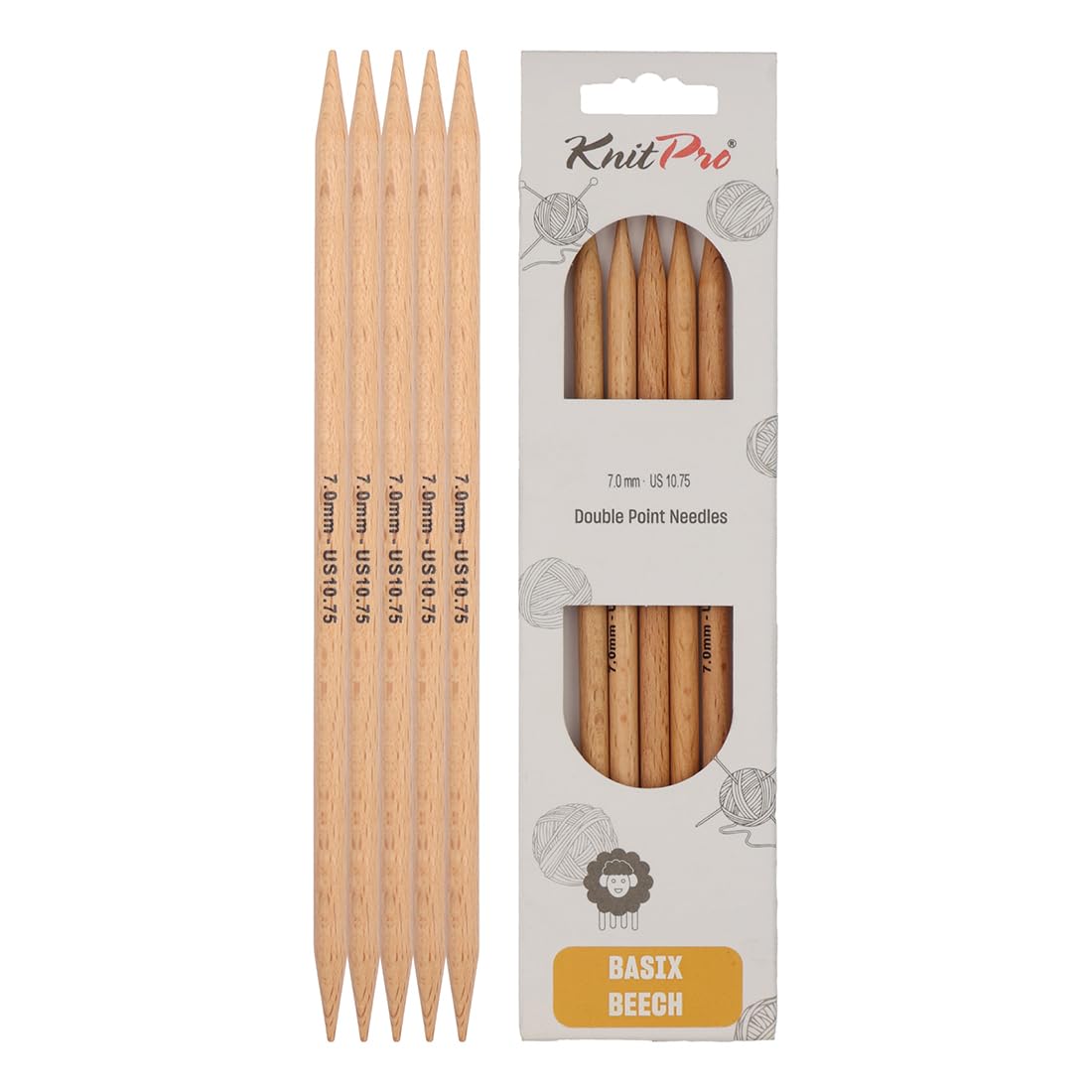 KnitPro Basix Beech Double Pointed Needles 8" (20cm) | 7.00mm — image 1
