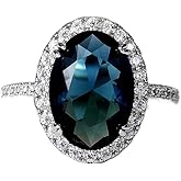 925 sterling silver oval Peacock blue Women's wedding ring Engagement ring Crime ring Emerald all diamond cubic zirconia ring CZ Timeless Jewelry Findings Earring Backs Findings