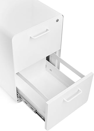 Amazon Com Poppin White Stow 2 Drawer File Cabinet Metal Legal Letter Office Products