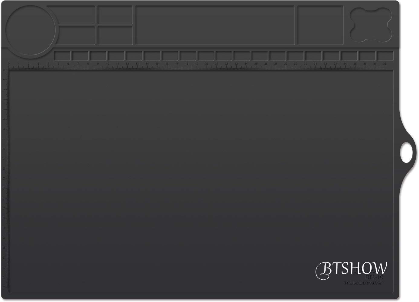 BTSHOW Large Soldering Pad/Mat Silicone Heat Resistant Mat 932°F Silicone Materials Welding Blanket Electronics Mat for Heat Gun,Soldering Iron,Soldering Station,Electronics Repair Mat,40x30CM