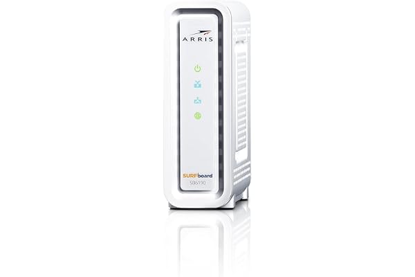 ARRIS Surfboard SB6190 32x8 DOCSIS 3.0 Cable Modem with 1.4 Gbps Download and 262 Upload Speeds, White (Non-Retail Packaging) (Renewed)