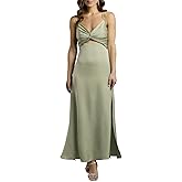 David's Bridal Charmeuse Twist Bodice Sheath Dress with Cutout