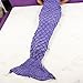 Sun Cling® Mermaid Tail Blanket Crochet for Adult Teens Kids Living Room Bedroom Sofa Super Soft Scales Blankets Sleeping Bags-Purple