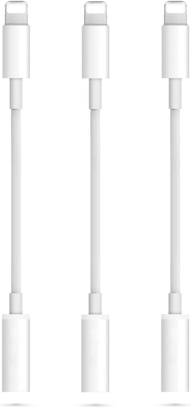 [Apple MFi Certified] Lightning to 3.5mm Headphone Jack Adapter(3 Pack), for AUX Audio Dongle Stereo, Compatible with iPhone SE/11/11 Pro/XS/XR/X 8 7 6, iPad, iPod, Support Calling & Music Control