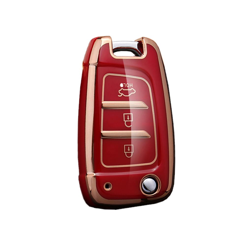 KUNIO Flip Key Fob Cover fit for Hyundai Kona i30 Tucson NX4 2019 2020 2021 2022 2018 2017 2016 key fob cover Key Cover TPU Car Key Protection Key Cover 3 Buttons A Red