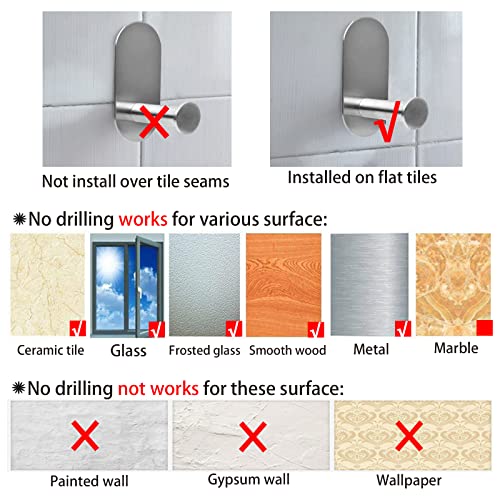 Linyoish 7-Pieces Keine Bohrbadzubehör Set Edelstahl-Handtuchstange, Robenhaken, Handtuchring, Kleberhaken, Rasiererhalter (Silber)