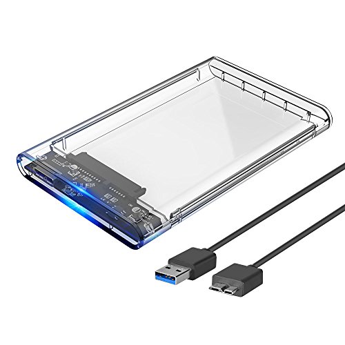 ELUTENG External Hard Drive Enclosure 2.5 Inch Portable USB 3.0 HDD SSD Case Tool-Free Clear SATA Drive Enclosure Transparent SATA to USB Drive Caddy UASP 2139U3