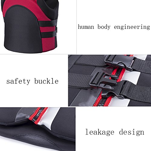 ZZ Lighting Neoprene Life Jacket Vest Waterski Wetsuit for Children and Adult with Zipper(Black,S)