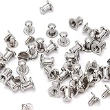 RUBYCA 100 Sets Silver Color Button Spike and Studs Metal Screw-Back Leather-craft DIY 8MM X 8MM