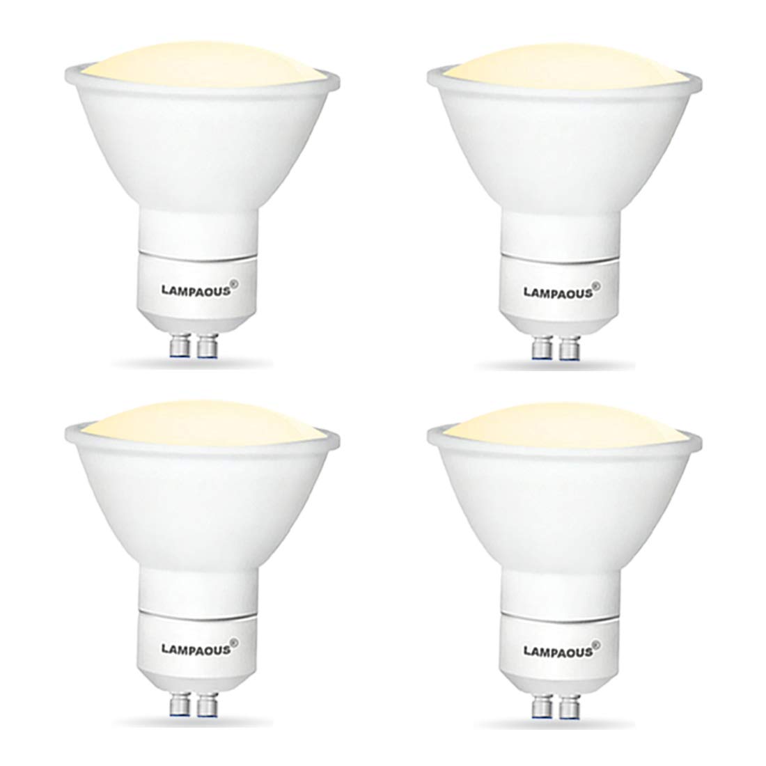 Lampaous GU10 LED Spotlight Bulb 5W, with Beautiful Warm White 450lm 120 Degree, 50W Halogen GU10 Bulbs Equivalent, Frosted Cover Protect Your Eyes, 4Pack